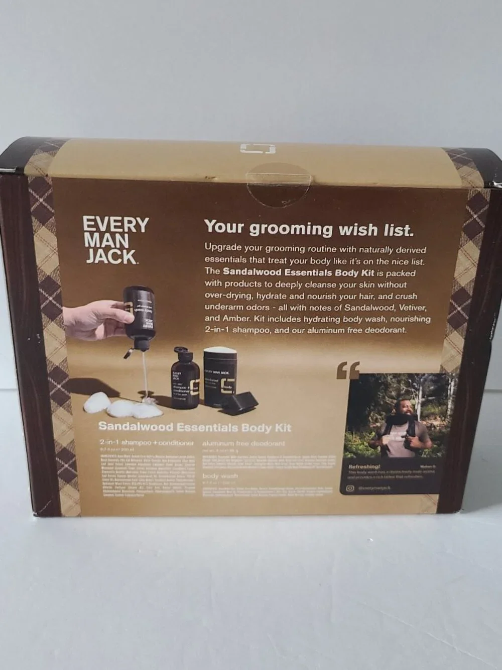EVERY MAN JACK -NIB- SANDAL WOOD ESSENTIALS BODY KIT